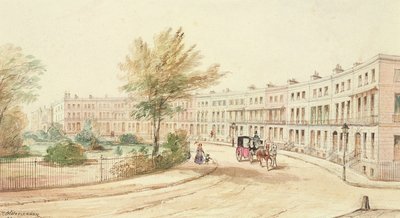 皇家新月，切尔滕纳姆，1850年（纸上写着） 作者 詹姆斯·查尔斯·奥尔德梅多