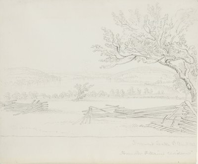 来自W. Mains Residence先生的Derwent湖，1843年（石膏在奶油编织纸上） 作者 詹姆斯·戴维·斯米利