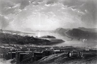 金门，来自电报山，来自&39;风景如画的美国&39;，由William Cullen Bryant，由Edward Paxman Brandard（1819-98）雕刻c.1873 作者 詹姆斯·戴维·斯米利