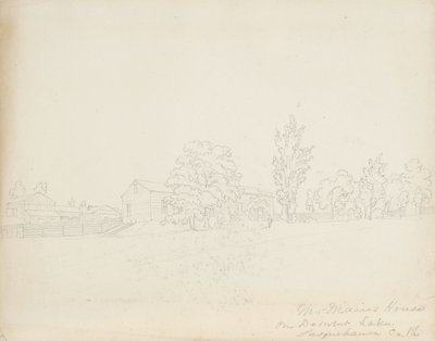 位于Derwent Lake的Mains House先生，Susquehanna Co. Pa。，1843年（石膏在奶油编织纸上） 作者 詹姆斯·戴维·斯米利