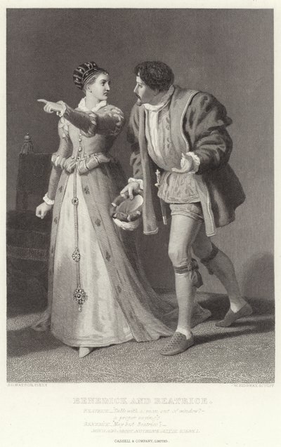 Benedick和Beatrice，Ado about Adothing，Act IV，Scene I 作者 詹姆斯·道森·沃森