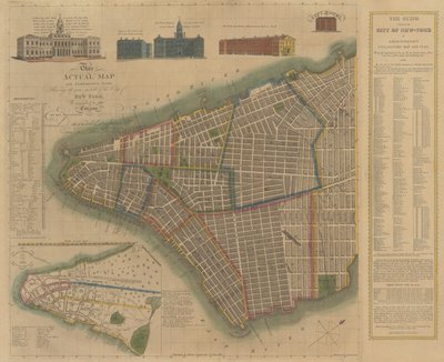 纽约市：朗沃斯的说明性地图和计划，1817年。 作者 詹姆斯·德福雷斯特烈酒