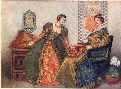 Portia和Nerissa，来自&39;The Merchant of Venice&39;，c.1910 作者 詹姆斯·德罗姆哥·林顿