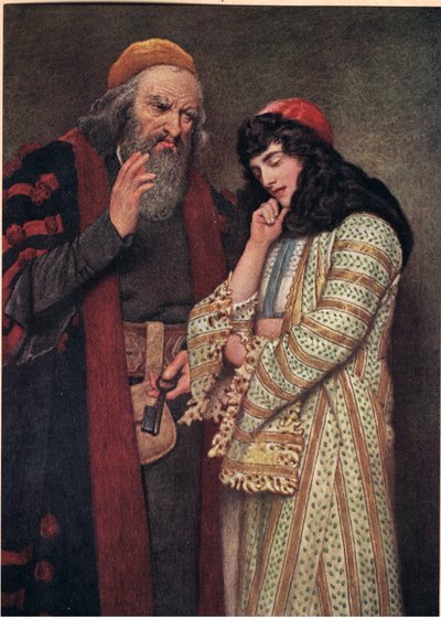 夏洛克和杰西卡，来自&39;The Merchant of Venice&39;，c.1910 作者 詹姆斯·德罗姆哥·林顿