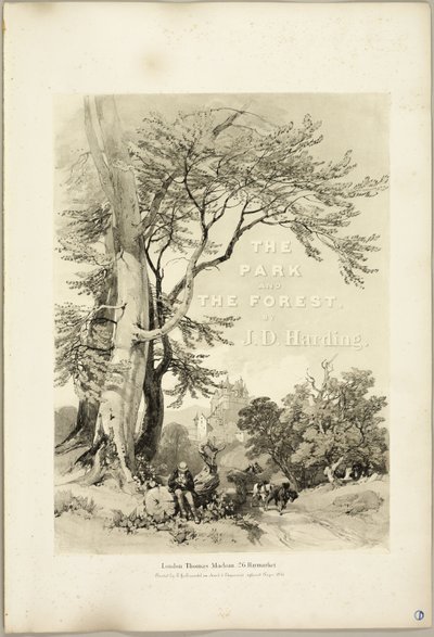 山毛榉和橡树（卷首画），选自《公园与森林》 作者 詹姆斯·杜菲尔德·哈丁