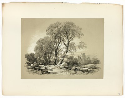 莱斯特城堡，选自《风景如画选集 作者 詹姆斯·杜菲尔德·哈丁
