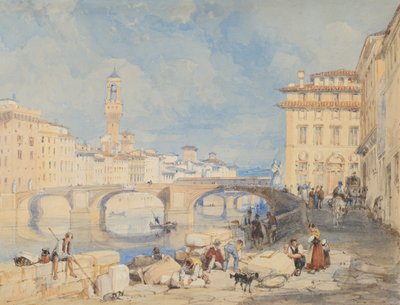 Ponte Santa Trinità，佛罗伦萨，1832年前。 作者 詹姆斯·杜菲尔德·哈丁