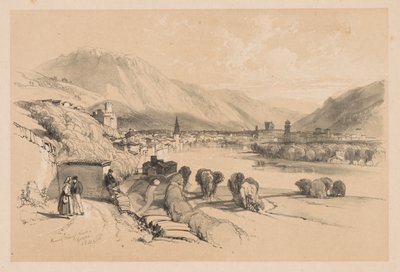 国内外素描：特伦托全景，1834年。 作者 詹姆斯·杜菲尔德·哈丁