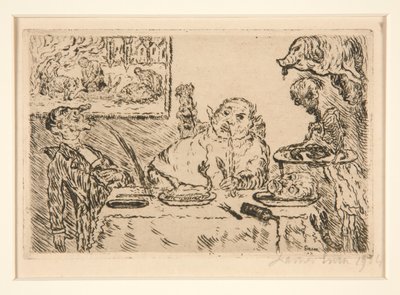 La gourmandise（《贪食》），选自作品集 Les p?ch?s capitaux（《致命的罪》）。 作者 詹姆斯·恩索尔