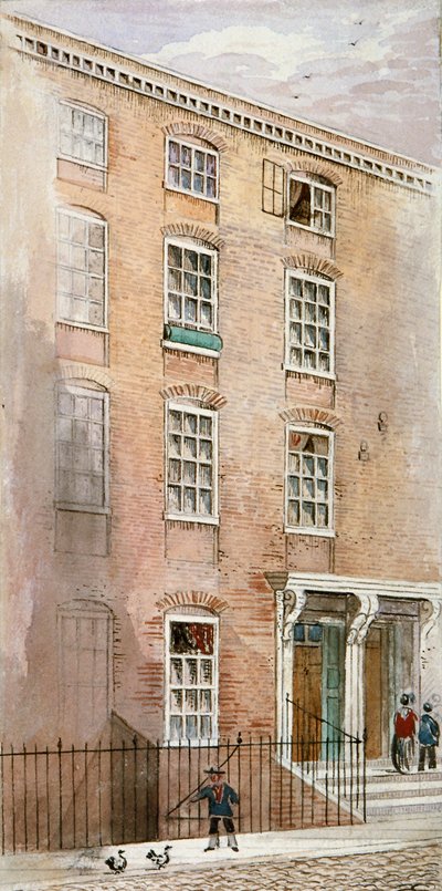 伦敦市弗利特街附近的Crane Court的房屋，1840年。                               作者 詹姆斯·芬德利