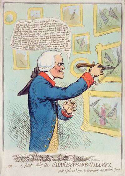 透视莎士比亚画廊，由Hannah Humphrey于1791年出版（手工蚀刻） 作者 James Gillray
