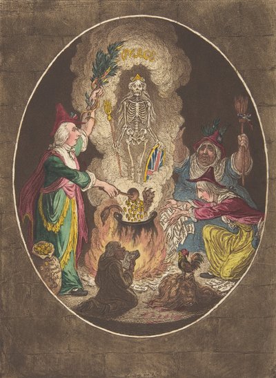 A Phantasmagoria,-Scene-Conjuring-Up an Armed-Skeleton, January 5, 1803. 作者 詹姆斯·吉里
