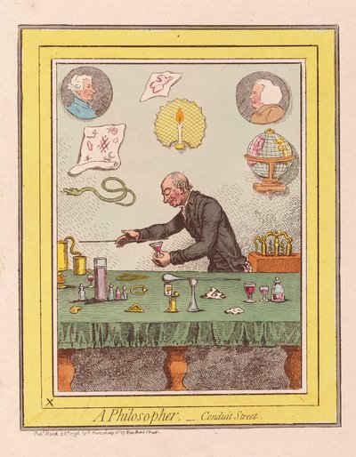 哲学家：Conduit Street，pub。 1796年（手工彩色雕刻） 作者 James Gillray