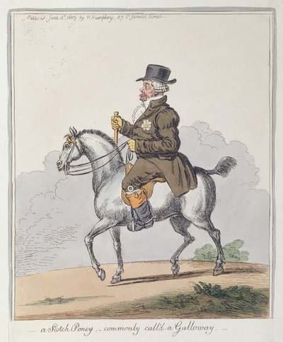 苏格兰普尼，通常称为加洛韦，由Hannah Humphrey于1803年出版（手工蚀刻） 作者 James Gillray