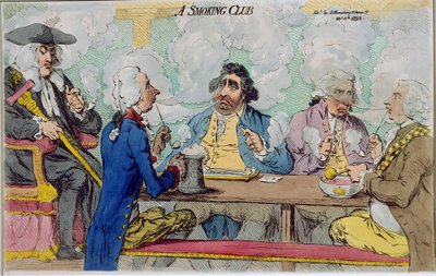 Hannah Humphrey于1793年出版的吸烟俱乐部（手工彩色蚀刻） 作者 James Gillray