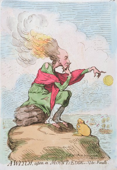 1791年Hannah Humphrey出版的一个女巫，在Mount&39;s Edge或Fuzelli（手工彩色蚀刻） 作者 James Gillray