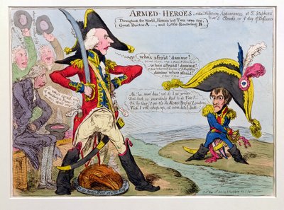 汉娜·汉弗莱于1803年出版的武装英雄，或者在圣斯蒂芬和圣云中出现的军事出现，由汉娜·汉弗莱于1803年出版（手工彩色蚀刻） 作者 James Gillray