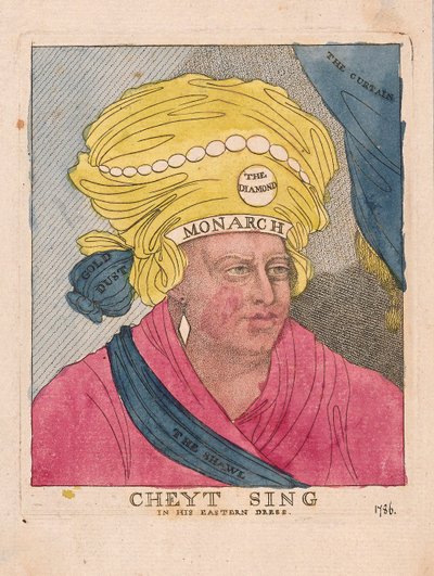 Cheyt在他的东方服饰酒吧唱歌。 1786年（手工彩色雕刻） 作者 James Gillray