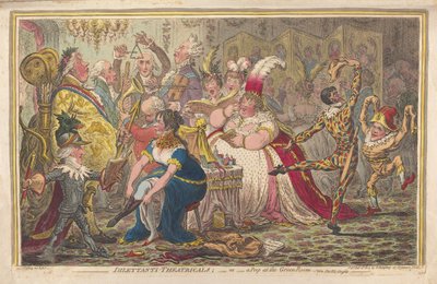 Dilettanti Theatricals或绿色房间的窥视，视频。 Pic-Nic-Orgies，酒吧。 1803（手工彩色雕刻） 作者 James Gillray