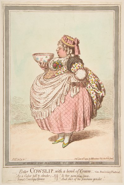 输入一碗奶油的考斯利普。 -1795年6月13日在勃兰登堡剧院（Brandenburg Theatricals）演出。 作者 詹姆斯·吉里
