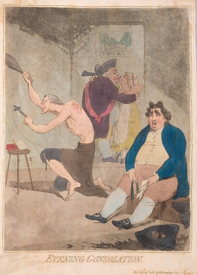 酒吧，晚上安慰。 1785年（手工彩色雕刻） 作者 James Gillray
