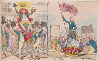法国的自由，英国的奴役》，1789 年出版。1789 年（手工彩色雕刻） 作者 詹姆斯·吉里