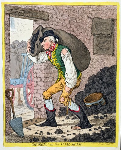 煤矿中的乔治，由Hannah Humphrey于1801年出版（手工蚀刻） 作者 James Gillray