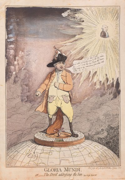 Gloria Mundi，或者The Devil，对待太阳，酒吧。 1782年（手工彩色雕刻） 作者 James Gillray