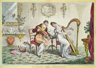 婚姻前的和谐，1805年（彩色雕刻） 作者 James Gillray