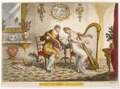 “婚前的和谐”，1805年出版 作者 James Gillray
