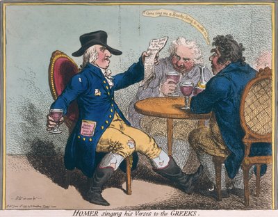 荷马在1797年由Hannah Humphrey出版（手工彩色蚀刻） 作者 James Gillray
