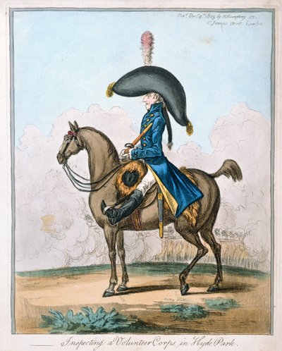 检查海德公园的志愿者团队，由Hannah Humphrey于1803年出版（手工蚀刻） 作者 James Gillray