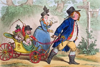 La Promenade en Famille，或生命素描，由Hannah Humphrey于1797年出版（手工蚀刻） 作者 James Gillray