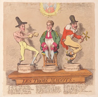 三个Magots，酒吧。 1791年（手工彩色雕刻） 作者 James Gillray