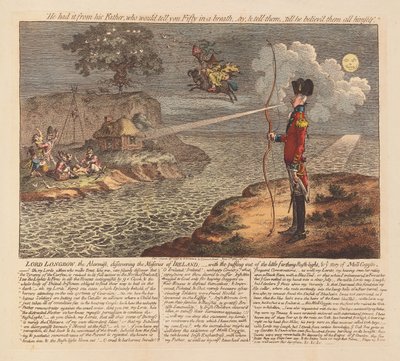 长弓勋爵，危言耸听者，发现了爱尔兰的苦难，酒吧。 1798（手工彩刻） 作者 詹姆斯·吉里