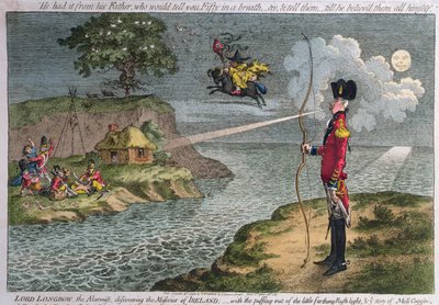 危言耸听的朗博勋爵，发现爱尔兰的悲惨遭遇，汉娜-汉弗莱于 1798 年出版（手绘蚀刻版画） 作者 詹姆斯·吉里