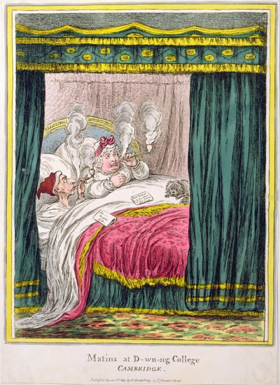 剑桥大学D-wn-ng学院的Matins，由Hannah Humphrey于1810年出版（手工蚀刻） 作者 James Gillray