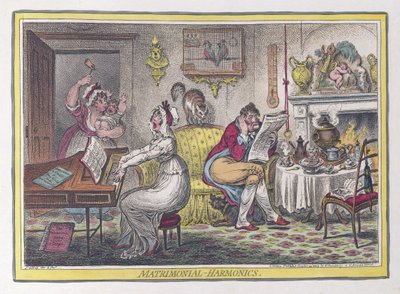 Matrimonial Harmonics，pub。 1805（手工彩色雕刻） 作者 James Gillray
