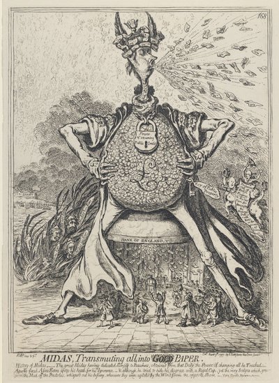 迈达斯（Midas），全部变身为金纸，1797年 作者 詹姆斯·吉里