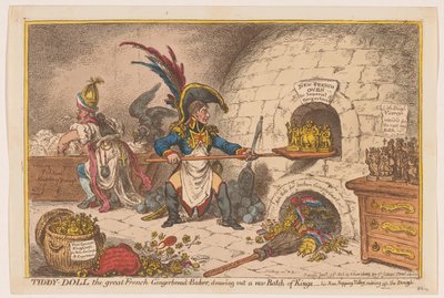 拿破仑烤制新一批国王, 1806 年
蒂迪-多尔，伟大的法国姜饼面包师；画出一批新国王（标题见实物） 作者 詹姆斯·吉里