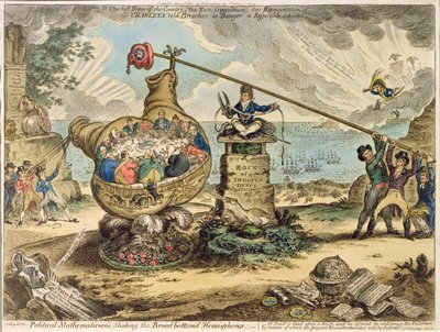 震撼Broadbottom&39;d半球的政治数学家，由Hannah Humphrey于1807年出版（蚀刻和雕刻） 作者 James Gillray