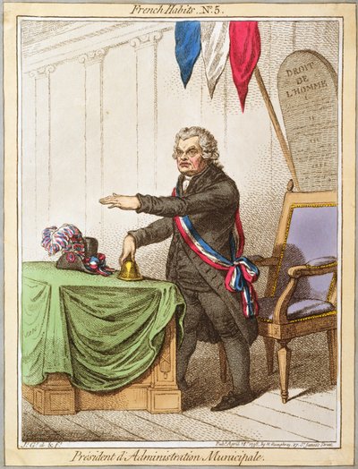 总统dAdministration Municipale，Hannah Humphrey于1798年出版的法国习惯版第5版（彩色蚀刻） 作者 詹姆斯·吉里