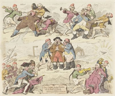 无套裙女工用自由面包喂养欧洲，1793 年
无套裙女工，用自由面包喂养欧洲（物品上的标题） 作者 詹姆斯·吉里