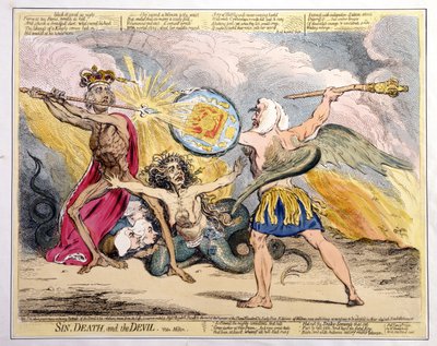 罪恶，死亡和魔鬼，由Hannah Humphrey于1792年出版（手工蚀刻） 作者 James Gillray