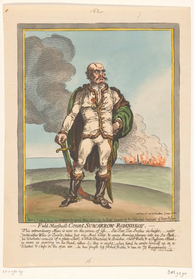 Spotprent op Aleksandr Soevorov，1799 年
苏瓦罗-罗姆尼斯科伊伯爵元帅（物品上的标题） 作者 詹姆斯·吉里