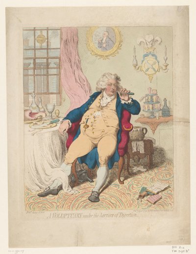 乔治四世的 Spotprent 作品，1792 年
在可怕的消化过程中的娼妓》（标题见实物） 作者 詹姆斯·吉里