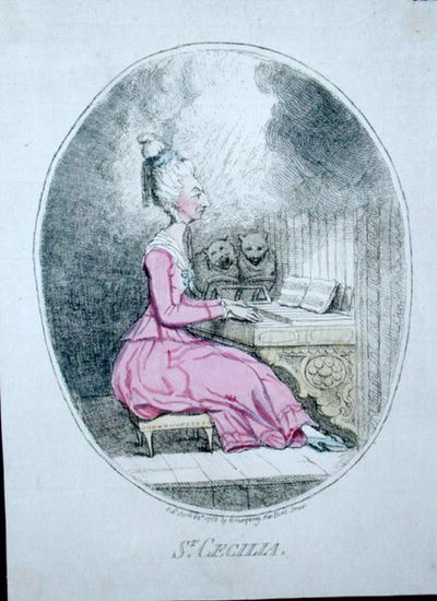 圣塞西莉亚》，汉娜-汉弗莱于1782年出版（手绘蚀刻版）。 作者 詹姆斯·吉里