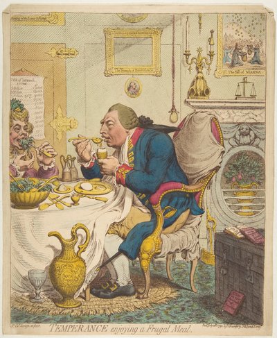 节制享受节食，1792年7月28日。 作者 詹姆斯·吉里