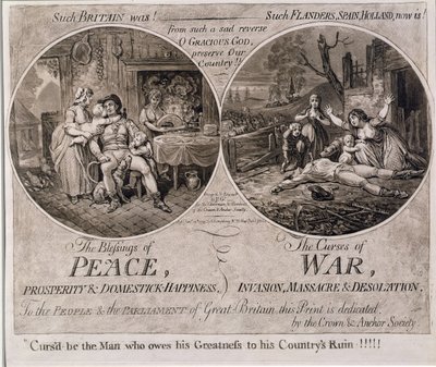 汉娜·汉弗莱于1795年出版的“和平祝福”和“战争的诅咒” 作者 James Gillray