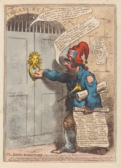 每日广告客户，酒吧。 1797年（手工彩色雕刻） 作者 James Gillray